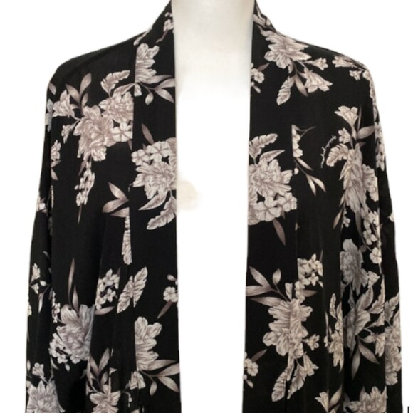 Spiritual Gangster Kimono Duster Cardigan Floral Tie Front Cover Up OS Boho - Picture 7 of 15